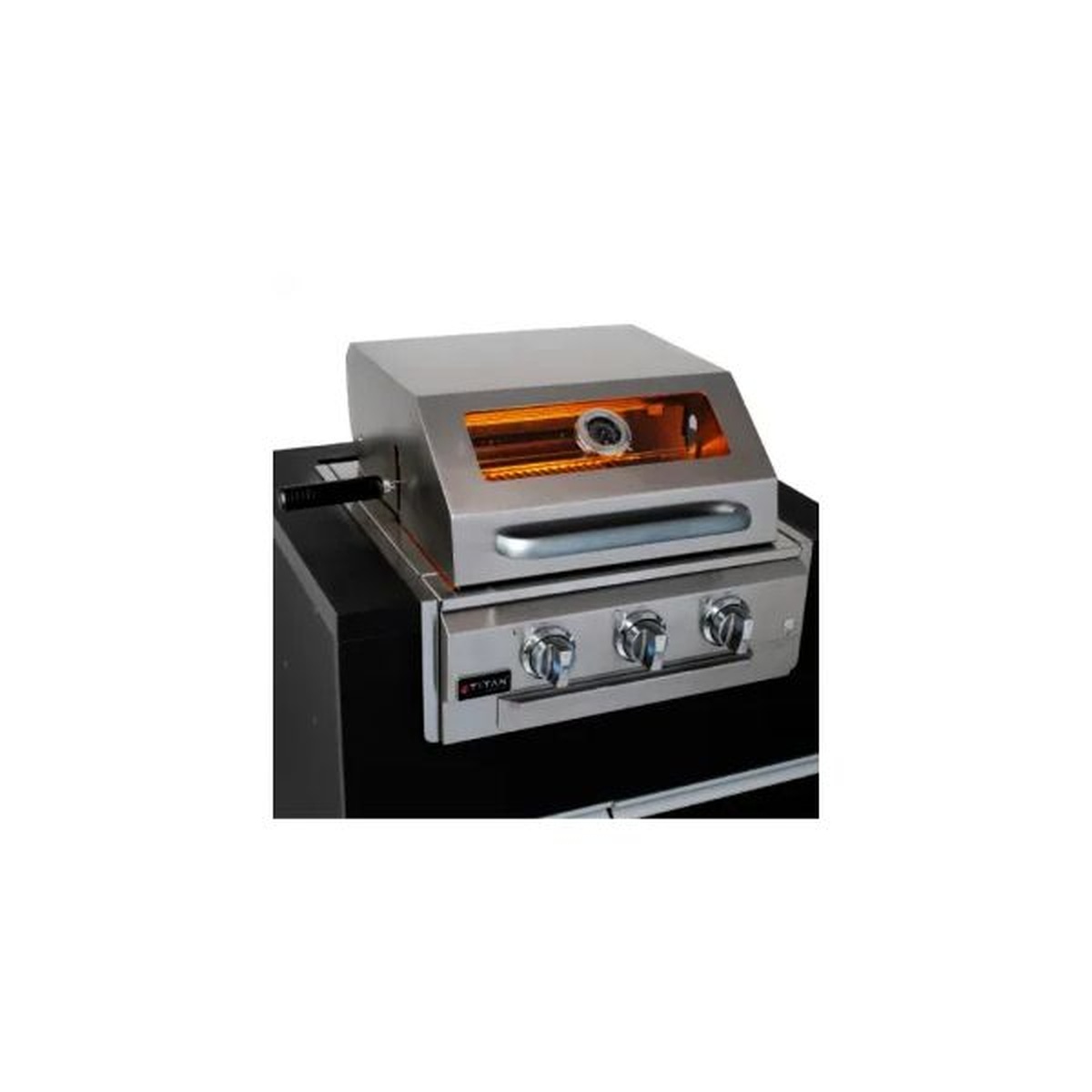 Assador Grill á Gás 2 + 1 Queimadores Com Tampa Linha Prime Visor Vidro Home Pro 3 - Titan - Coifas e Grills