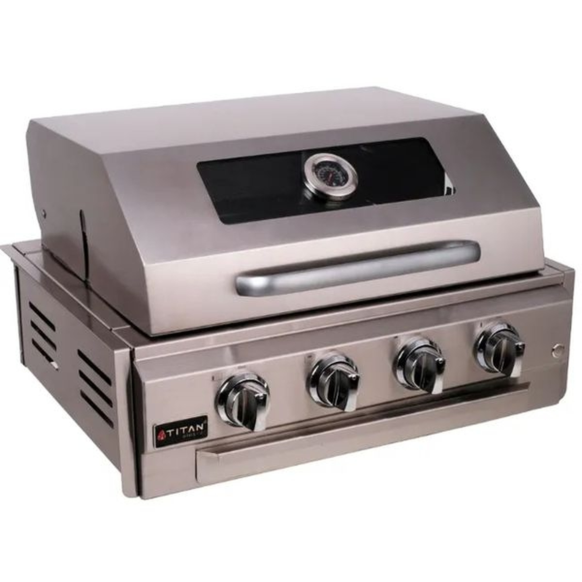 Assador Grill á Gás 3 + 1 Queimadores - Com Tampa Linha Prime Visor de Vidro Home Pro 4 - Titan - Coifas e Grills