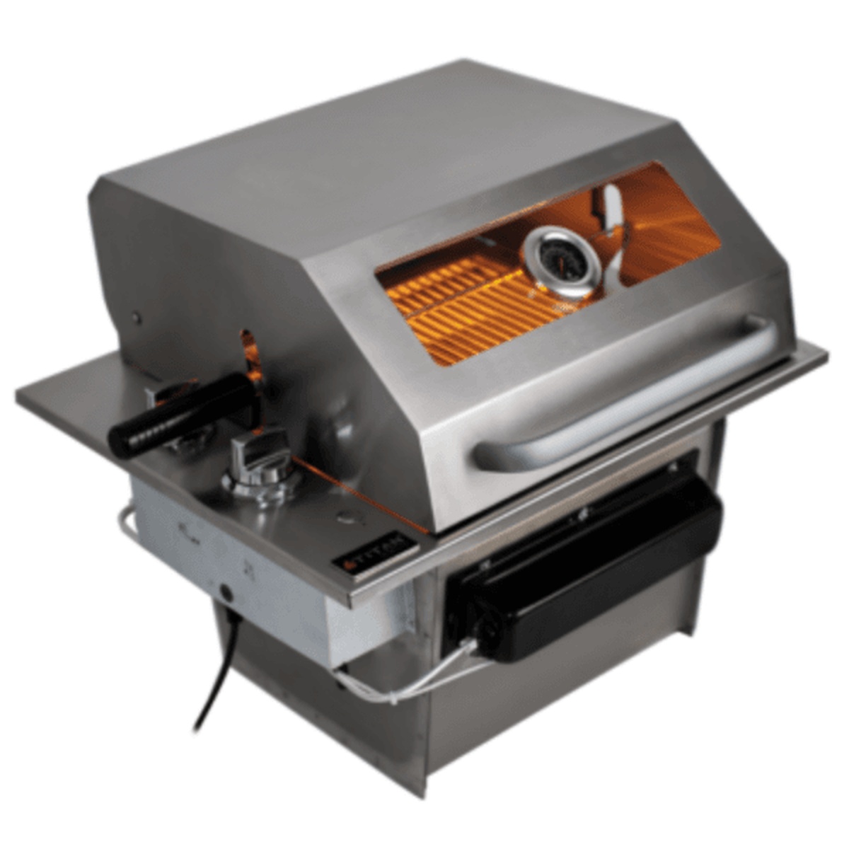 Assador Grill á Gás de Embutir Com Tampa com Visor de Vidro Linha Prime Platinum - Titan - Coifas e Grills