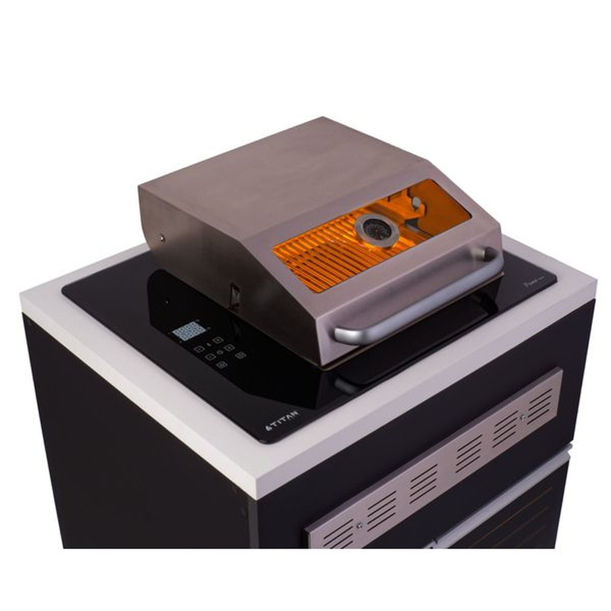 Assador Grill Elétrico de Embutir Linha Prime Touch Screen 220V com Tampa Visor de Vidro - Preto 4200w - Titan - Coifas e Grills