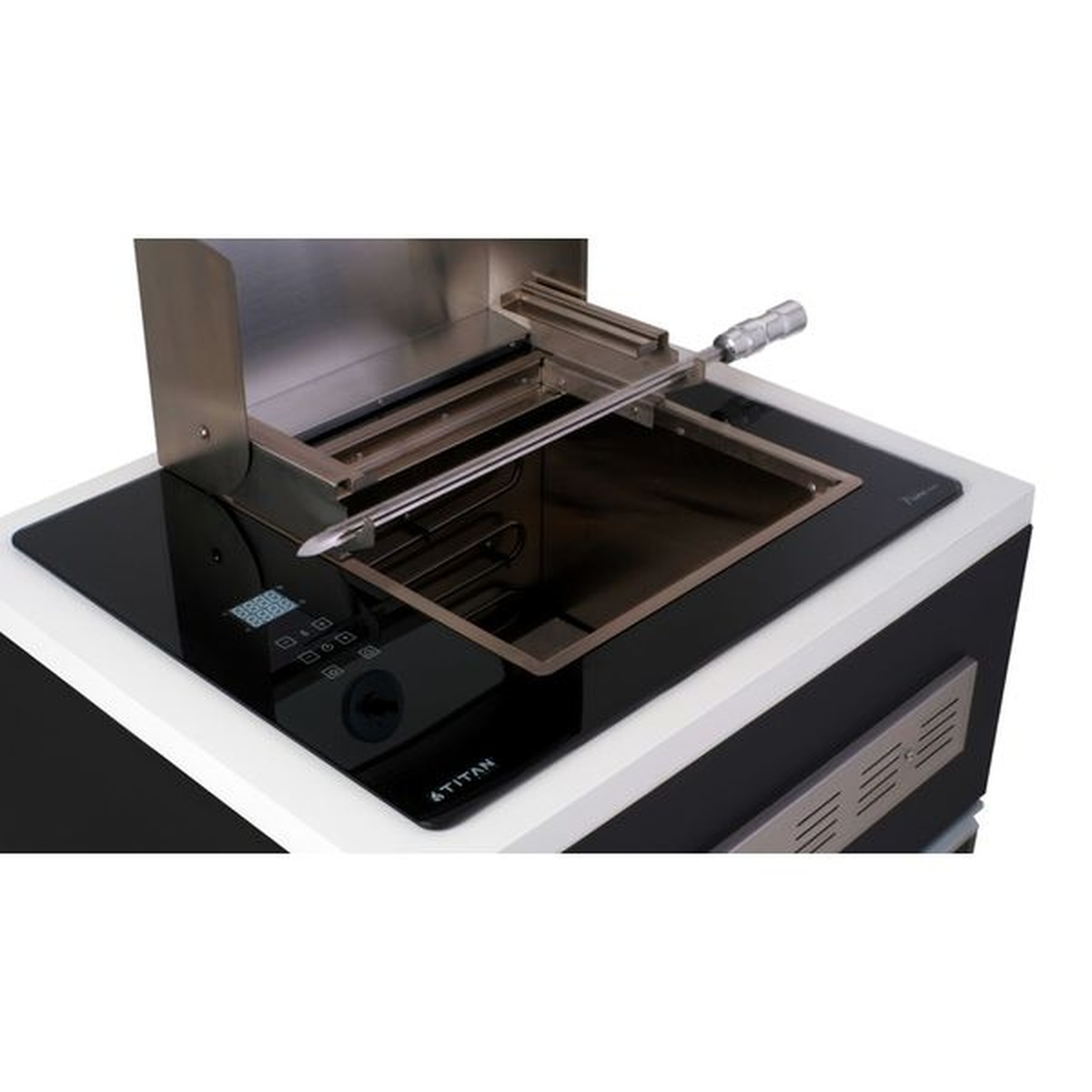 Assador Grill Elétrico de Embutir Linha Prime Touch Screen 220V com Tampa Visor de Vidro - Preto 4200w - Titan - Coifas e Grills