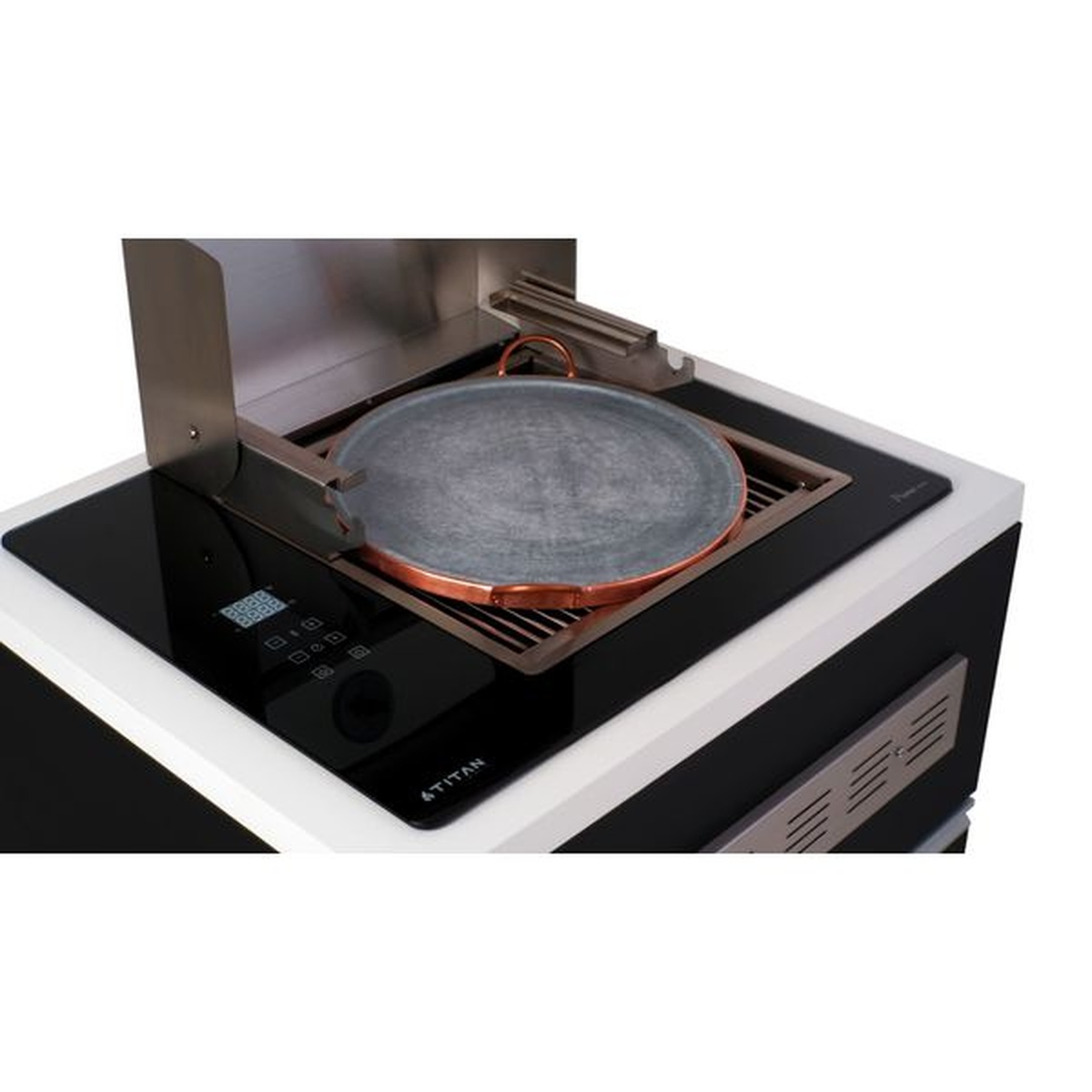 Assador Grill Elétrico de Embutir Linha Prime Touch Screen 220V com Tampa Visor de Vidro - Preto 4200w - Titan - Coifas e Grills