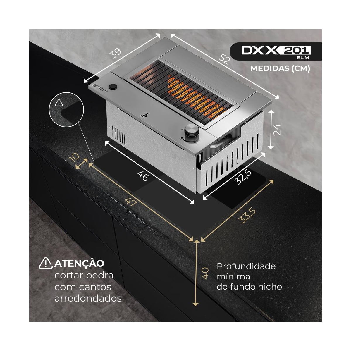 Churrasqueira a Gás Dxx201 Slim - Dinoxx - Coifas e Grills