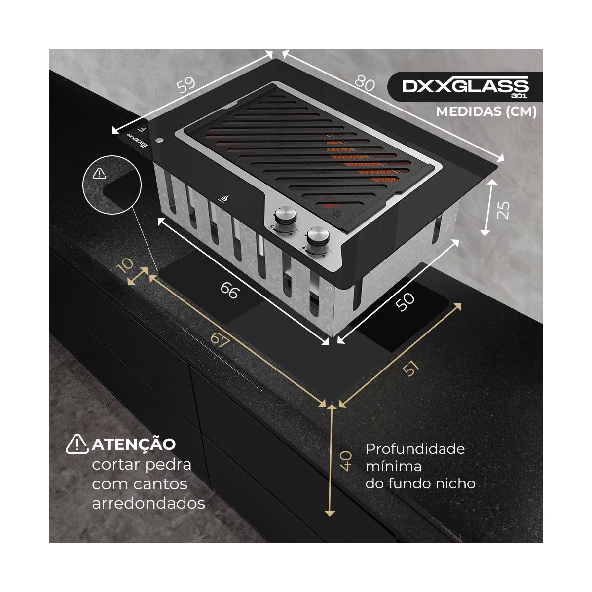 Churrasqueira a Gás Dxx301 Glass - Dinoxx - Coifas e Grills