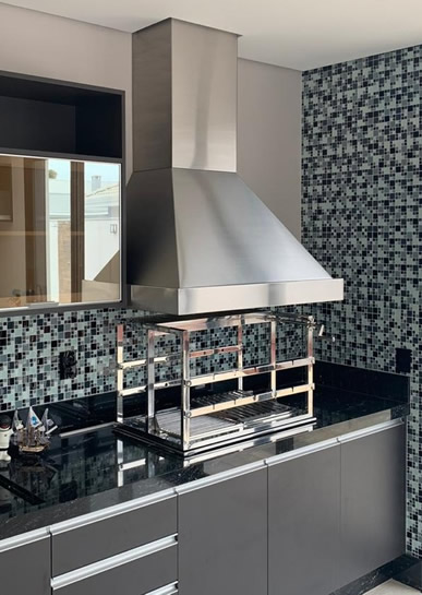 Coifa de Churrasqueira Piramidal Inox 2 - Coifas e Grills