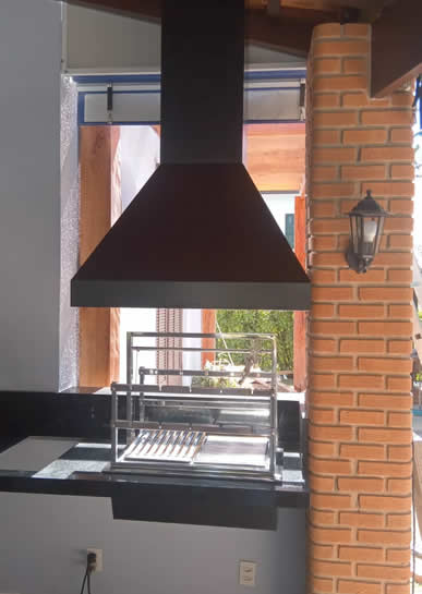 Coifa de Churrasqueira Piramidal Preta 11 - Coifas e Grills