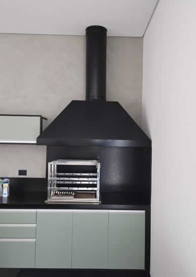 Coifa de Churrasqueira Piramidal Preta 13 - Coifas e Grills