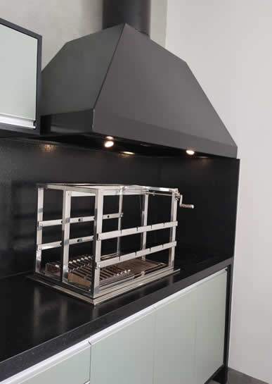 Coifa de Churrasqueira Piramidal Preta 13 - Coifas e Grills