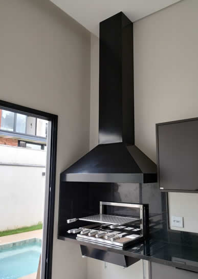 Coifa de Churrasqueira Piramidal Preta 14 - Coifas e Grills