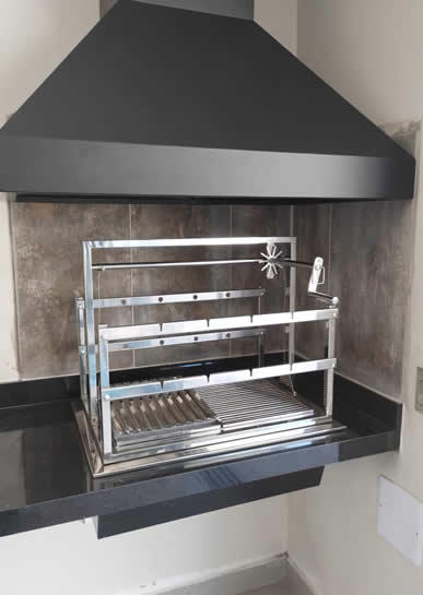 Coifa de Churrasqueira Piramidal Preta 6 - Coifas e Grills