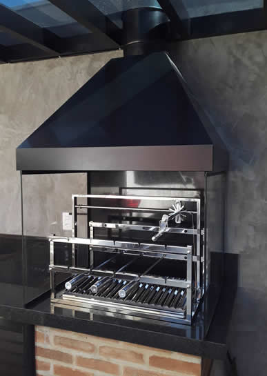 Coifa de Churrasqueira Piramidal Preta 8 - Coifas e Grills