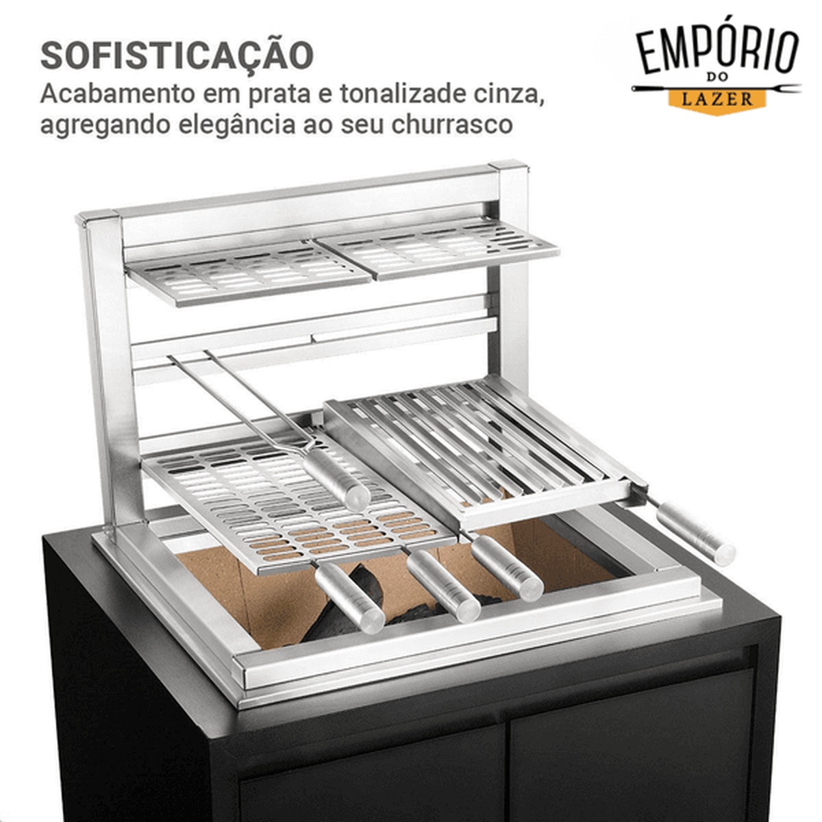 Estrutura Kit Grill Max 59x50x40cm - Escovada - Aisi 430 - Selmetal - Coifas e Grills