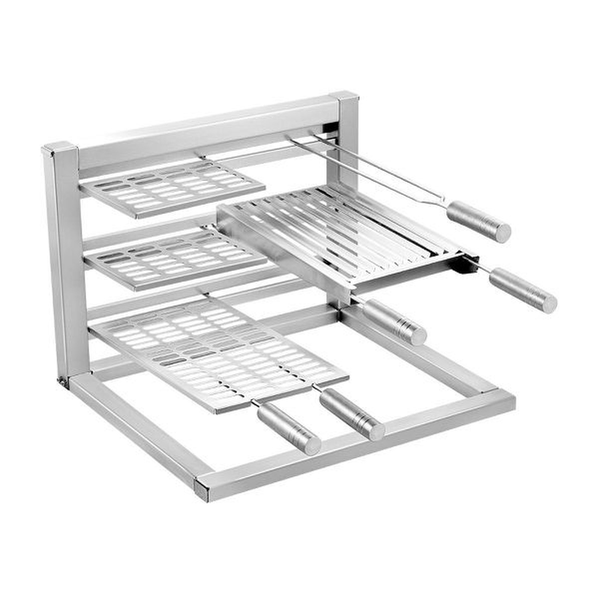 Estrutura Kit Grill Max 80x50x40cm - Escovada - Aisi 430 - Selmetal - Coifas e Grills