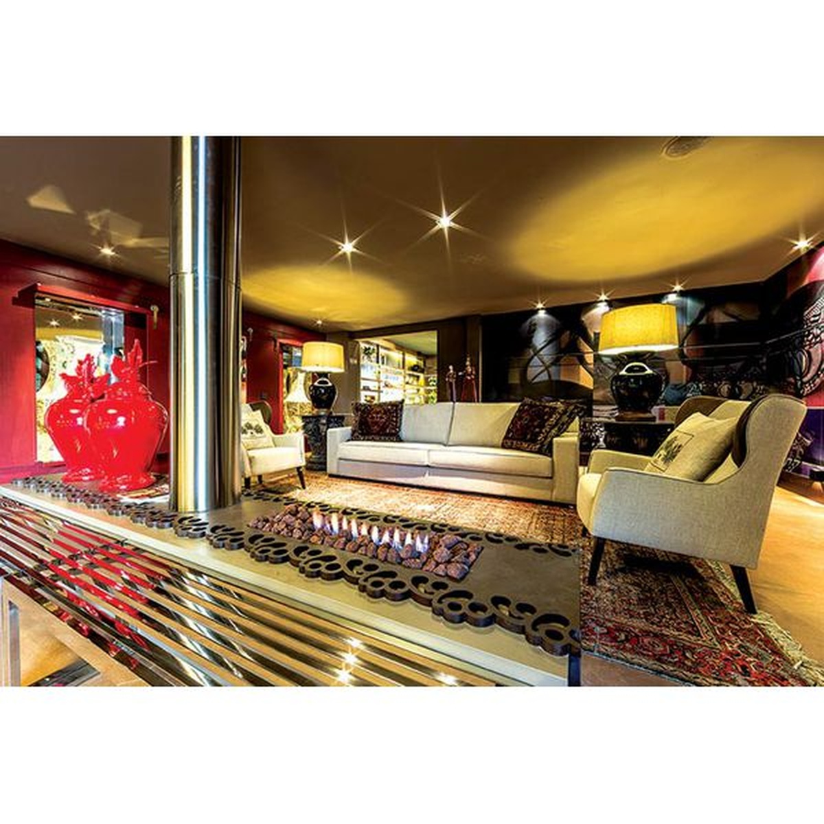 Kit Lareira 100cm com Controle Remoto com 01 Linha de Fogo - LCZ - Coifas e Grills