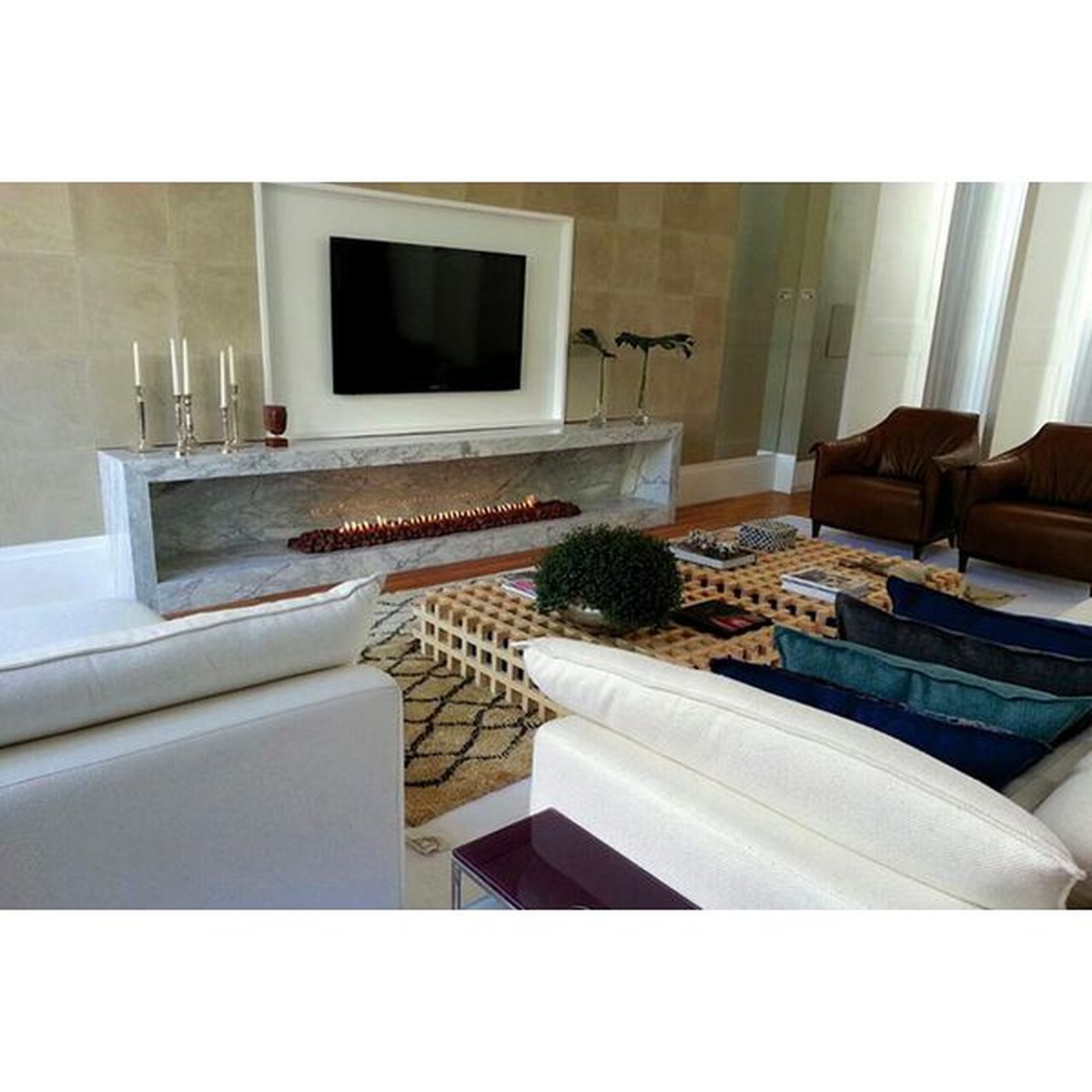 Kit Lareira 140cm com Controle Remoto com 01 Linha de Fogo - LCZ - Coifas e Grills