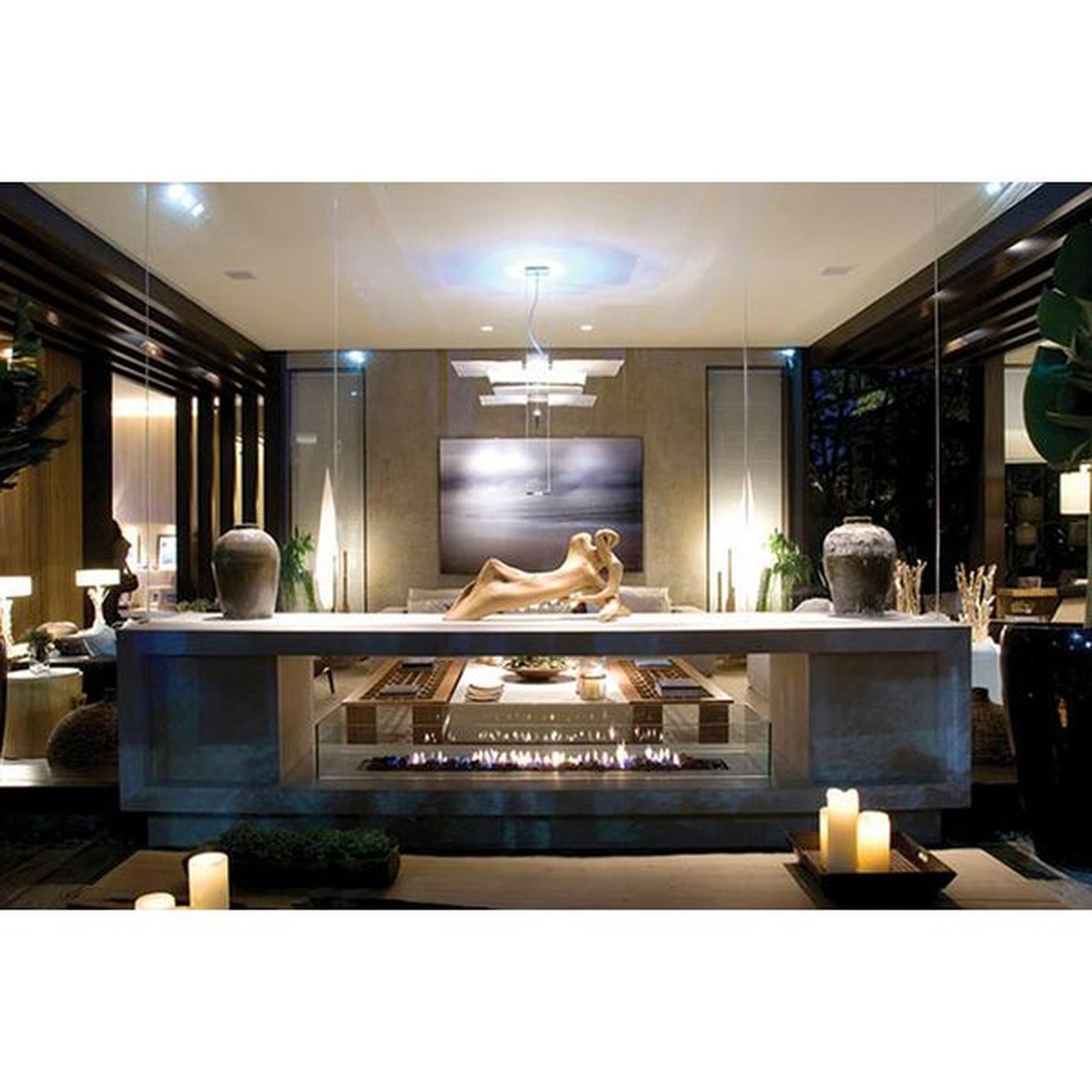 Kit Lareira 160cm com Controle Remoto com 01 Linha de Fogo - LCZ - Coifas e Grills