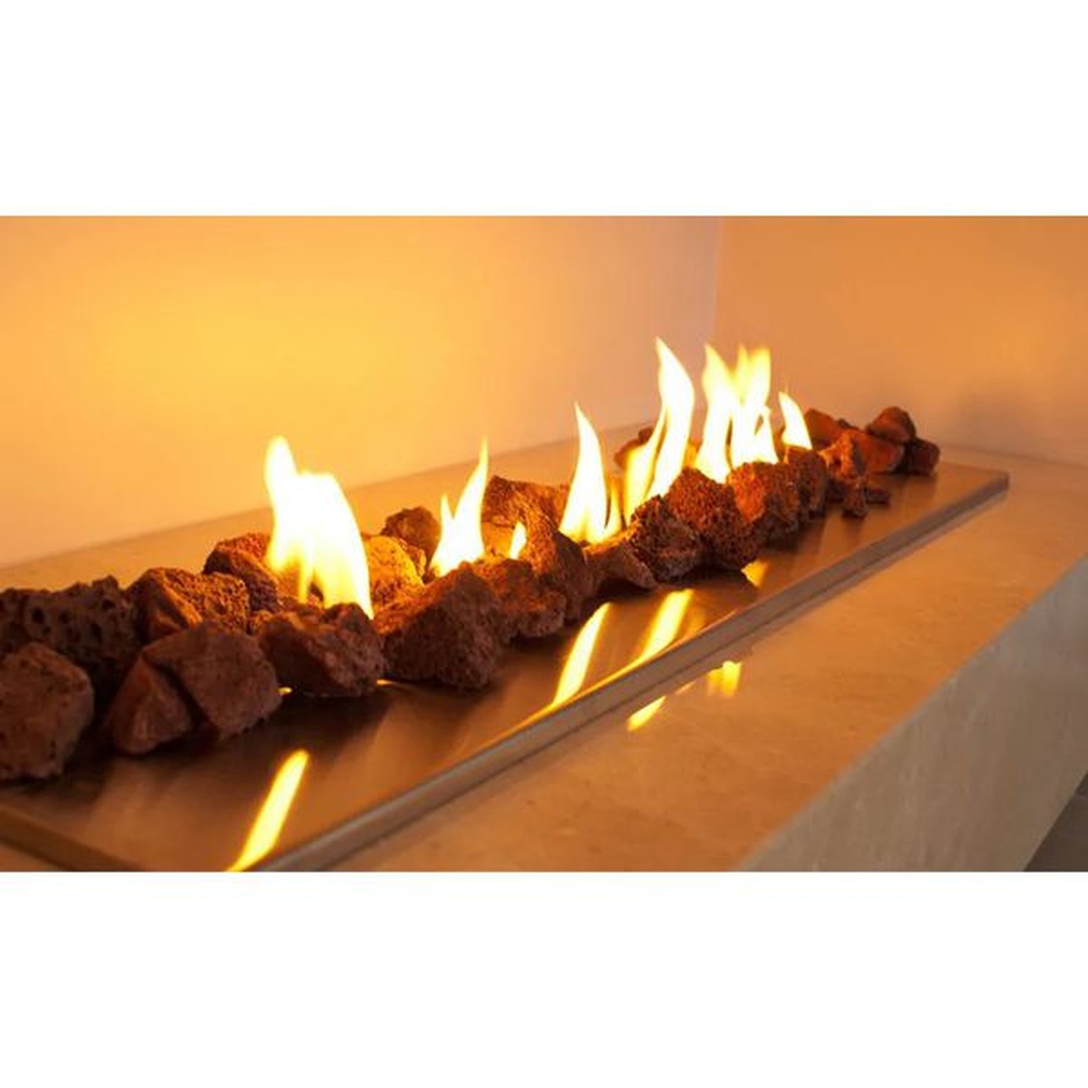 Kit Lareira 80cm com Controle Remoto com 01 Linha de Fogo - LCZ - Coifas e Grills